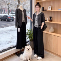 Laid-back Style Hooded Mock Two-Piece Knit Cardigan for Women, Oversized Loose Sweater Top