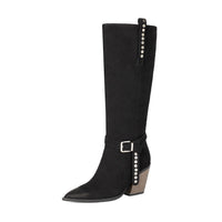 Lady's High Heel Boots with Studs, Pointed Toe, High Shaft Western Style Made to order, ships in 7 days