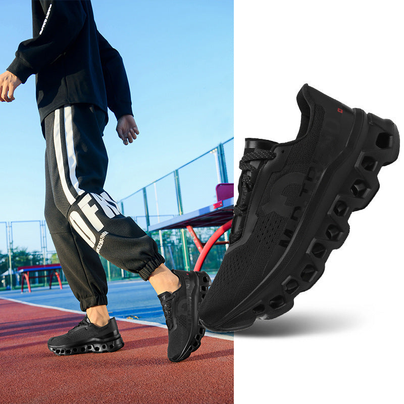 Breathable Mesh Running Shoes for Men with Shock Absorption and Flyknit Upper - Athletic Sneakers