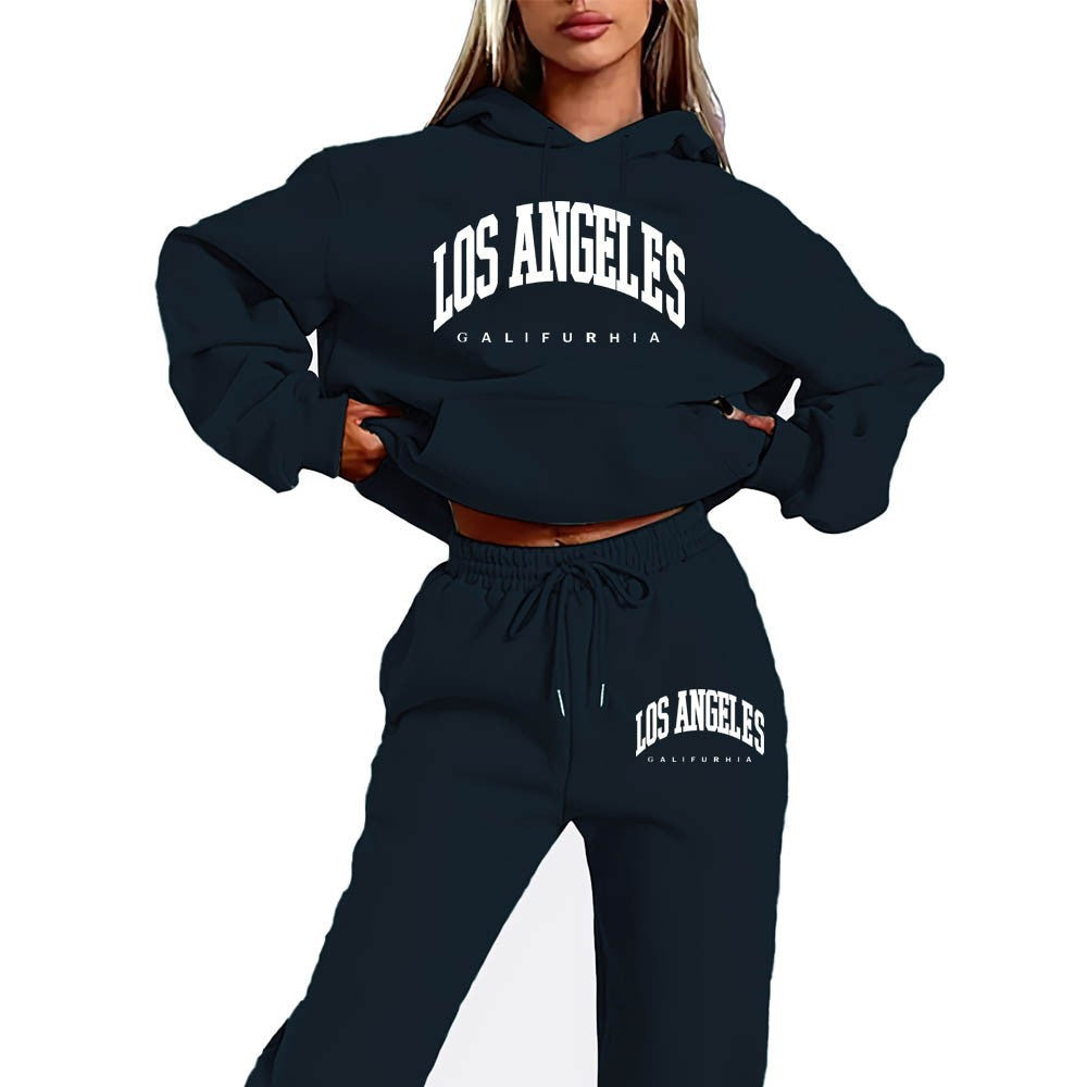 women's sportswear hoodie set,printed  casual high-quality hooded sweatshirt set
