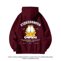 Garfield Printed Hoodie Couple Style Loose Outerwear Men