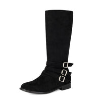 Leather Belt Buckle Suede High-Cut Casual Low-Heel Motorcycle Boots for Men Made to order, ships in 7 days