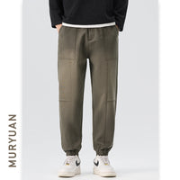 Patchwork Cargo Pants for Men, Drawstring Tapered Fit