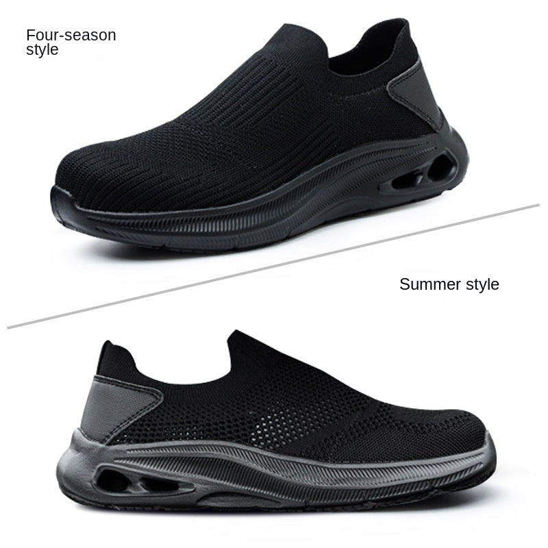 Mesh lightweight one foot labor protection summer mesh anti smashing and anti piercing safety protective shoes