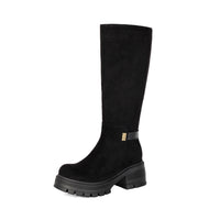 High Heel Over-the-Knee Boots for Women, Faux Suede Punk Style Chunky Heel Autumn/Winter Fashion