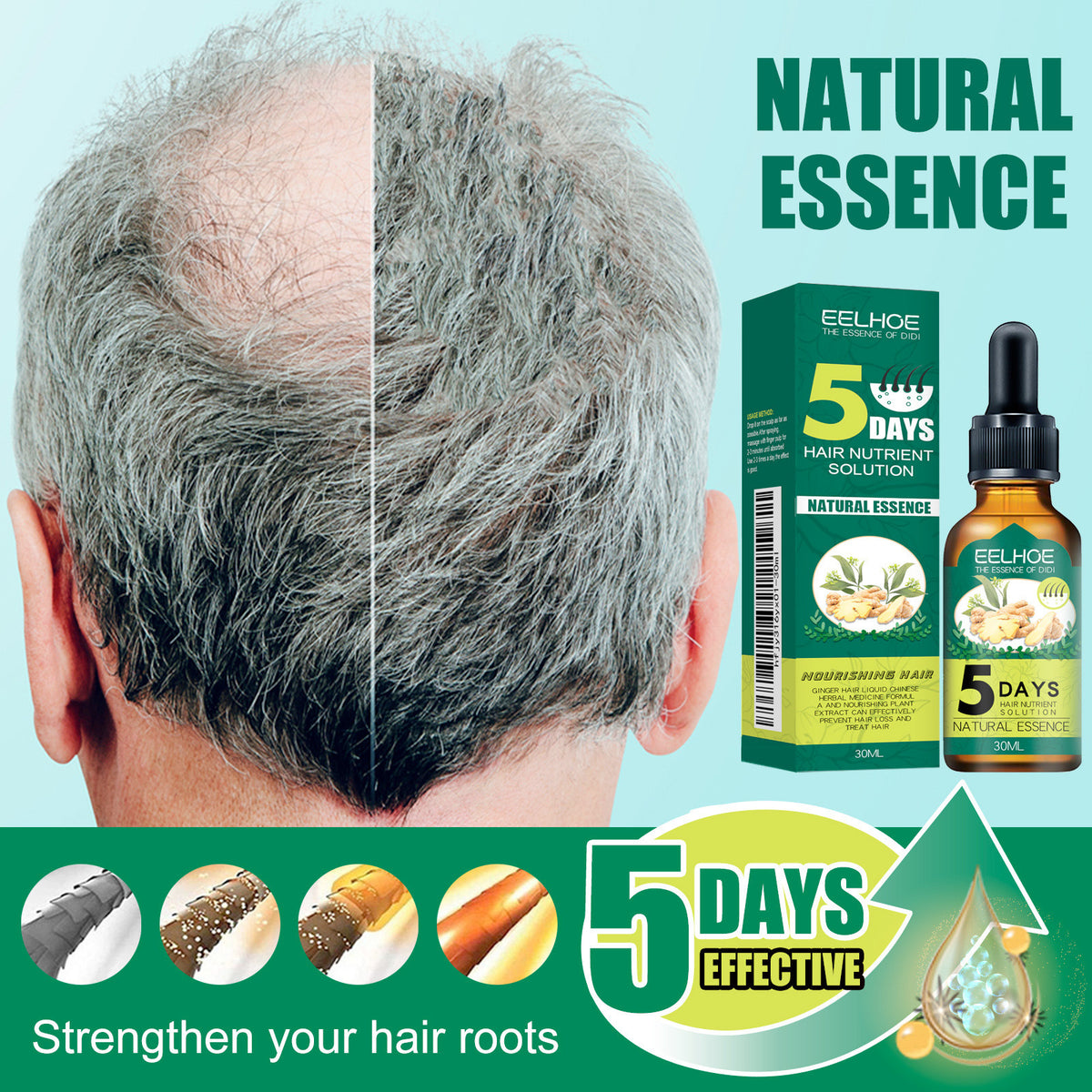 EELHOE Ginger Hair Oil Moisturizing Smooth Hair Repair Frizzy Damaged Hair Care Essential Oil