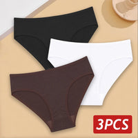 3PCS/Set Cotton Panties Women's Briefs Jacquard Design Solid Color Underpants S-XL