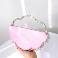Whimsical New Evening Bag for Women, Handbag with Rhinestone Cloud Design, Chain Strap Crossbody Bag