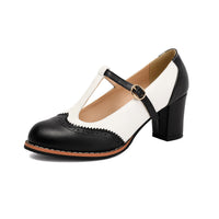 Footwear  Colorful Burnout T-Strap Low-Cut Single Shoes with Thick High Heels Made to order, ships in 7 days