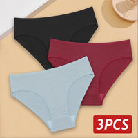 3PCS/Set Cotton Panties Women's Briefs Jacquard Design Solid Color Underpants S-XL