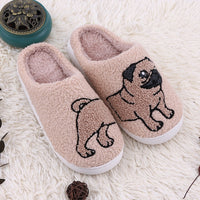 Home plush thick cartoon cow cat cute cotton slippers for women