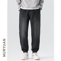 Patchwork Cargo Pants for Men, Drawstring Tapered Fit