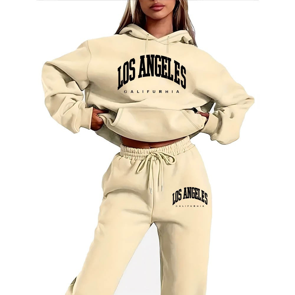 women's sportswear hoodie set,printed  casual high-quality hooded sweatshirt set