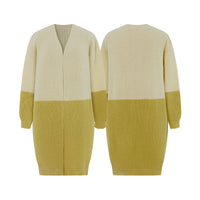 Lazy style loose cardigan contrasting color knit sweater