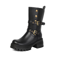 Supply Thick Sole High Heel Women's Boots  Punk Style Belt Buckle Ankle Boots