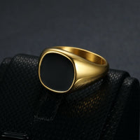 Fashionable, simple, and personalized stainless steel gold-plated drop glue smooth ring for men and women's accessories