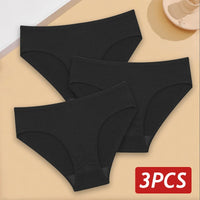 3PCS/Set Cotton Panties Women's Briefs Jacquard Design Solid Color Underpants S-XL