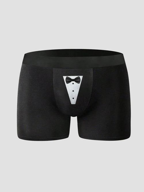 Men's Boxer Briefs Funny Novelty Underwear- Breathable Underwear Boxer Shorts with Tie Prints Amusing Gift Idea for Male