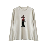 Printed Simple Versatile Round Neck Long Sleeve T-Shirt for Women Casual Basic Top