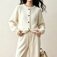 Versatile lazy style loose cardigan knit sweater