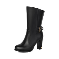 Fashion High-Heeled Mid-Calf Boots for Women, Solid Color with Side ZipperTrendy Autumn/Winter Style Made to order, ships in 7 days