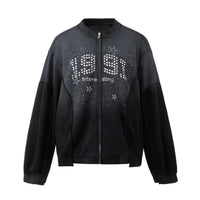 Hoodie with Gradient Embellished Numbers Casual Sweatshirt