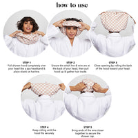 Waterproof Three-Layer Bath Cap with Silk-Like Lining and Checkered Design, Premium Hair Care Cap