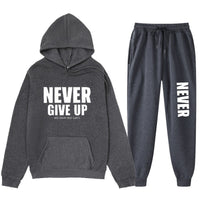 Casual Letter Print Hoodie Set Sweatshirt and Sweatpants Tracksuit Men's Clothing Men's Wear Winter Outfit