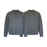 Polo collar striped versatile contrasting simple knit sweater