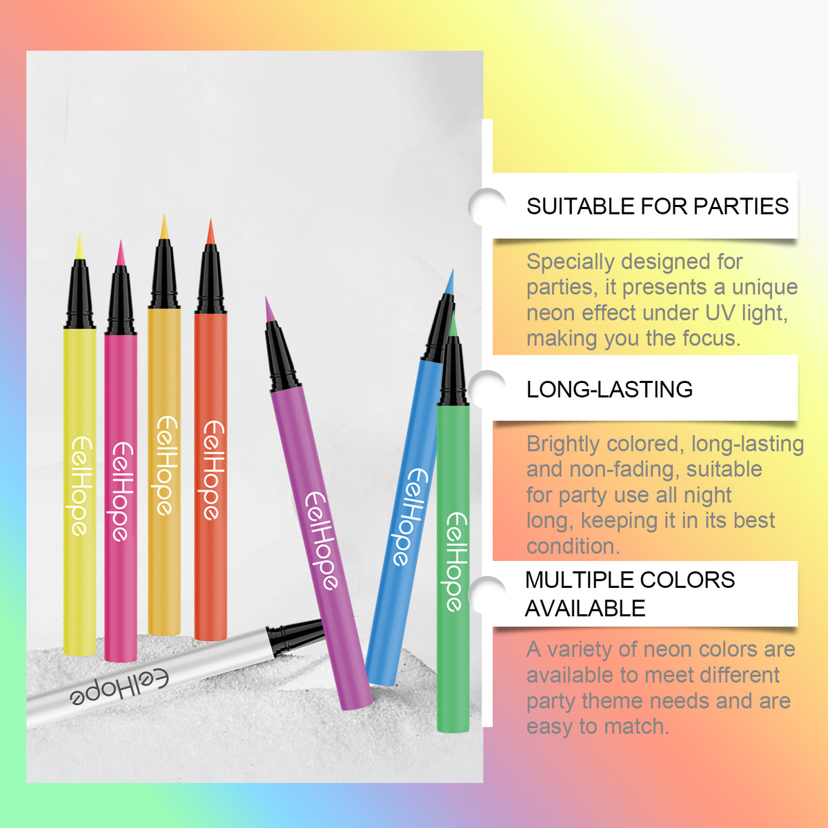 Eelhope Party Neon Liquid Eyeliner (Blue) Is Smooth, Flowing, Long-Lasting And Easy To Apply, Making It Perfect For Party Party Eye Makeup