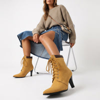 Low-cut Martin Boots Women's Pointed Toe Lace-up Ankle Boots Wide Sizes Autumn Winter Fashion Style Made to order, ships in 7 days
