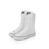 Canvas Shoes with Front Lace-Up and Side Zipper, Women's Sneakers
