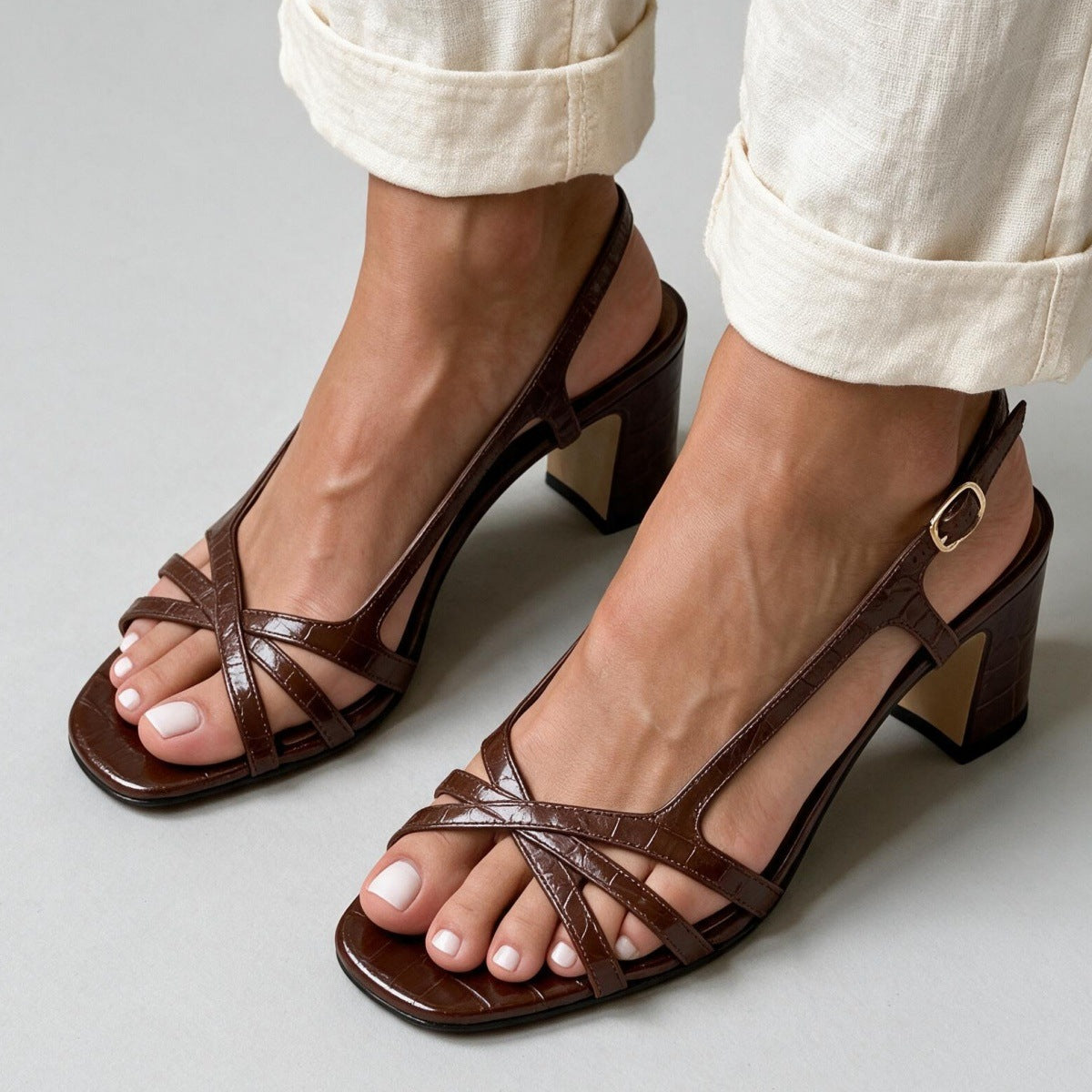 Made to order ships in 3–5 days High heeled open toe buckle strap women's sandals