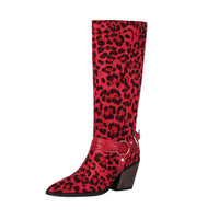Western Style High Heel Boots for Women, Chunky Heeled, Pointed Toe, Over-the-Knee, Belt Buckle Detail Made to order, ships in 7 days
