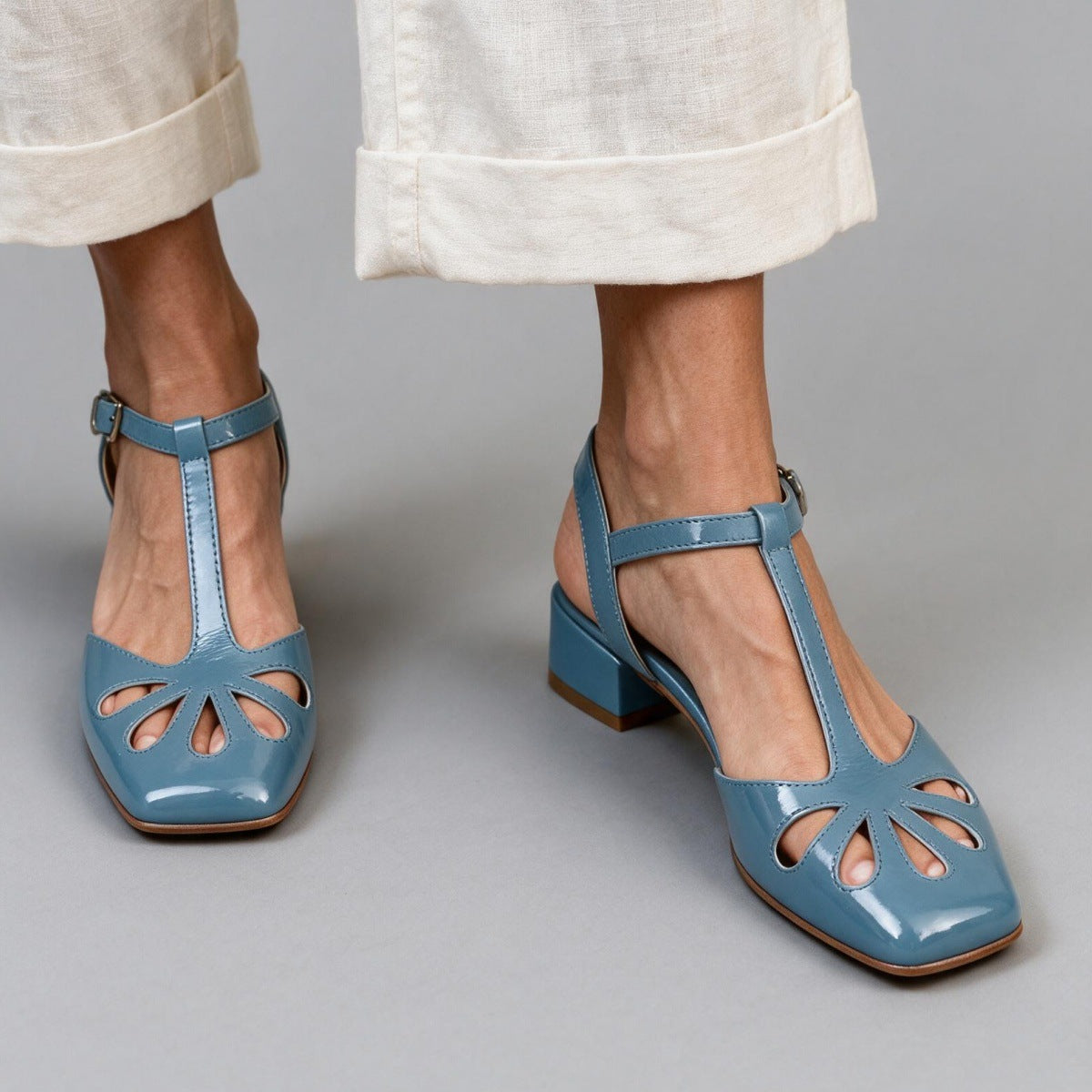 Made to order ships in 3–5 days Retro T-shaped buckle strap Roman hollow sandals for women
