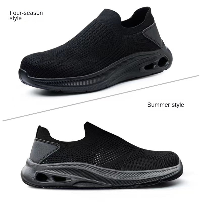Mesh lightweight one foot labor protection summer mesh anti smashing and anti piercing safety protective shoes