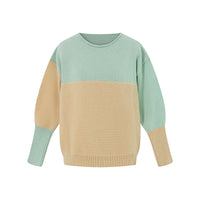 Striped versatile contrasting simple knit sweater