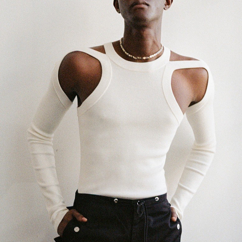 Slim Knit Sleeveless Vest for Men, Elastic Fitted Underwear, Sexy Tight Sleeveless T-Shirt, American Style Vest