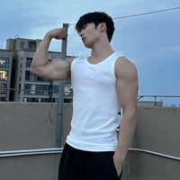 Heavyweight Combed Textured Muscle Tank Top for Men, Summer Sports Casual Fitness Training Sleeveless T-Shirt Underwear