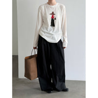 Printed Simple Versatile Round Neck Long Sleeve T-Shirt for Women Casual Basic Top