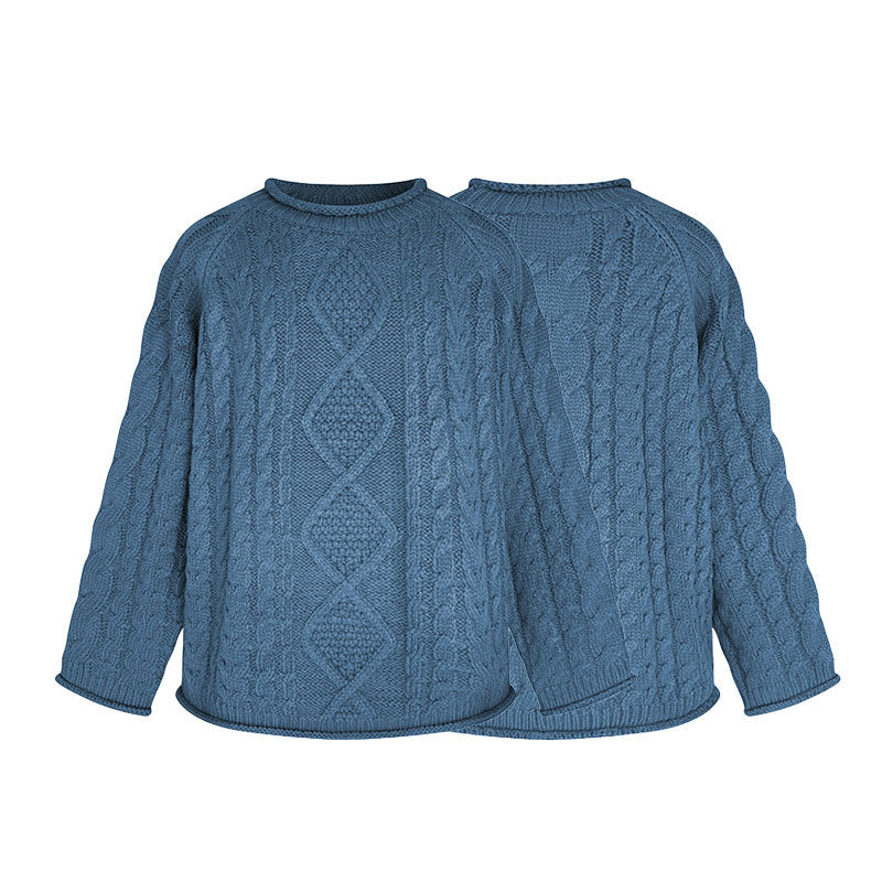 Round neck Fried Dough Twists stripe versatile solid simple knitwear