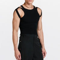 Slim Knit Sleeveless Vest for Men, Elastic Fitted Underwear, Sexy Tight Sleeveless T-Shirt, American Style Vest