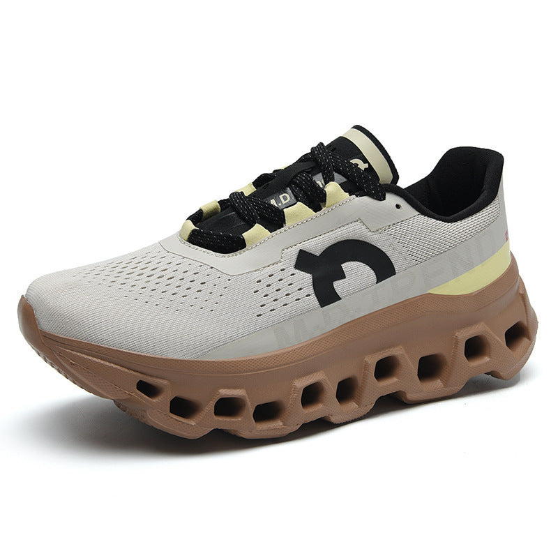 Breathable Mesh Running Shoes for Men with Shock Absorption and Flyknit Upper - Athletic Sneakers