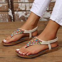 Flat Sandals for Women  Fairy Style Comfortable Toe-Strap Rhinestone Flip-Flops