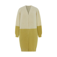 Lazy style loose cardigan contrasting color knit sweater