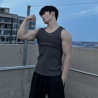 Heavyweight Combed Textured Muscle Tank Top for Men, Summer Sports Casual Fitness Training Sleeveless T-Shirt Underwear