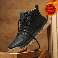 Autumn and Winter Outdoor Casual Men's Plus Size Martin Boots Fashion Trendy Versatile Thick Sole Mid-Cut Boots