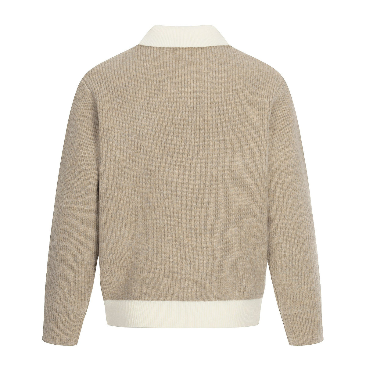 Color-blocked Mock Two-piece Polo Neck Knit Sweater for Men