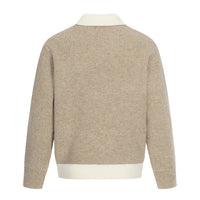 Color-blocked Mock Two-piece Polo Neck Knit Sweater for Men