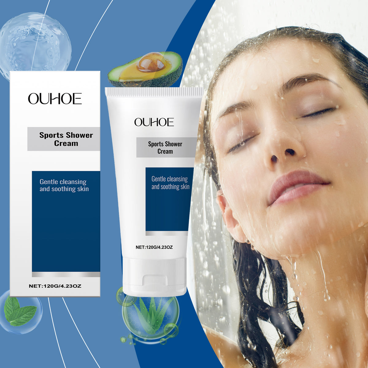 OUHOE Sports Soothing Shower Lotion Moisturizes And Cleanses Body And Skin With A Refreshing And Non-Sticky Shower Lotion